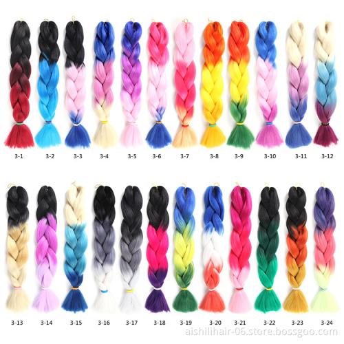 Aishili wholesale 64 inches 165g ombre pre stretched synthetic x-pression jumbo crochet braiding hair